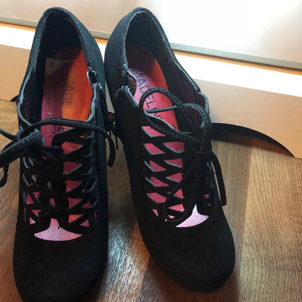 Black Lace Up Booties/Heels